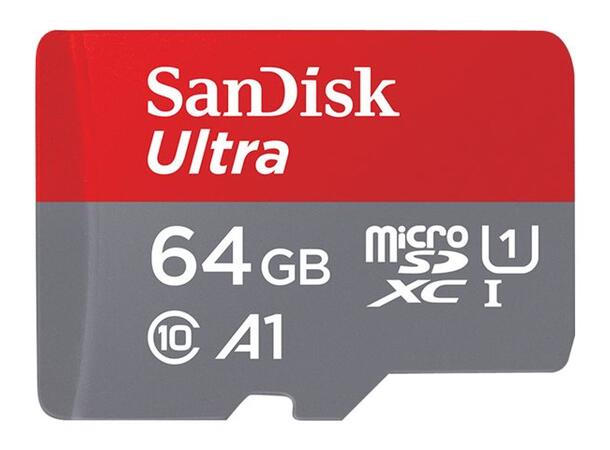 SANDISK Ultra Android microSDXC 64GB SD Adapter + Memory Zone App 100MB/s A1 