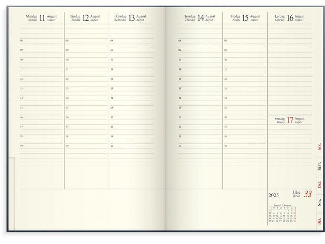 285213 Grieg kalender 98182125 Sjefskalender GRIEG A5 imitert 2025 bl&#229; 