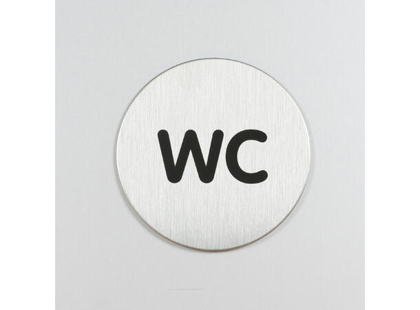 Stålskilt rundt m/pictogram WC Ø83mm 