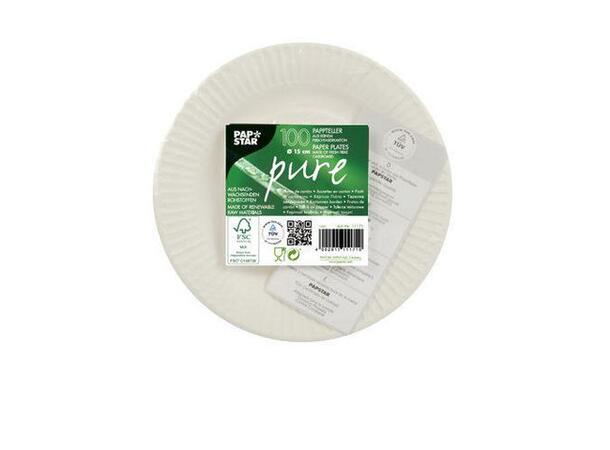 Tallerken PURE 15 cm hvit (100) 