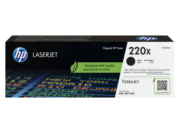Toner HP 220X sort LaserJetPro 4202dn Inntil 7500 sider 
