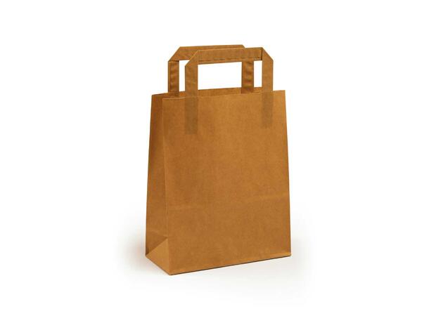 Topcraft ® papirpose med flate håndtak 180 x 80 x 220 mm | 70 gr | brun kraft 