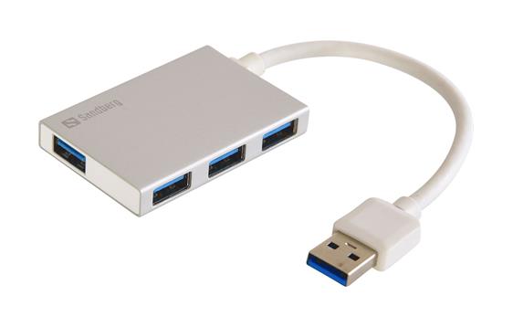 9433883 Sandberg 133-88 USB 3.0 Pocket Hub 4 Ports, Silver 4 ports USB hub