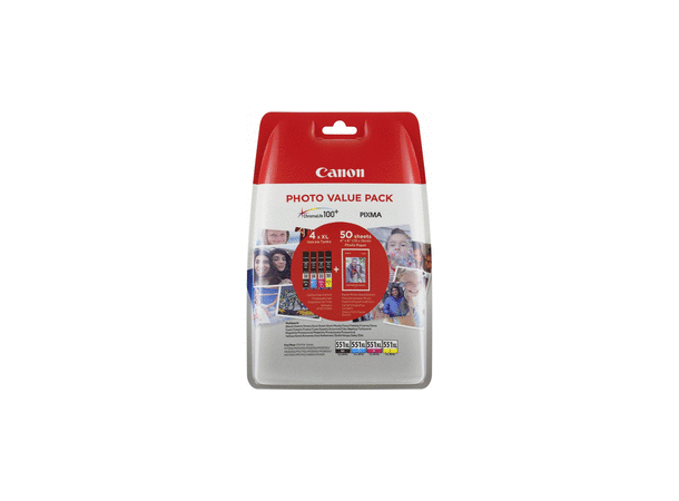 Blekk CANON CLI-551XL CMY+BK + Fotopapir Pakke med blekk og fotopapir 