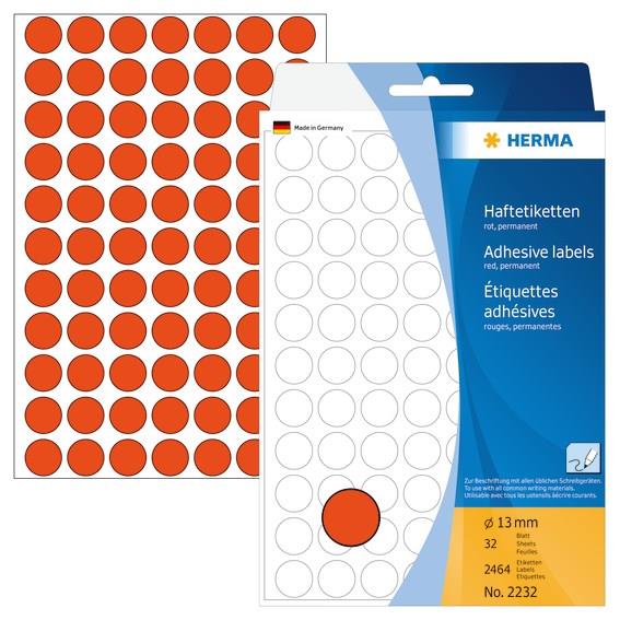 9445468 Herma 2232 Etikett HERMA manuell &#248;13mm R&#248;d (2464) 