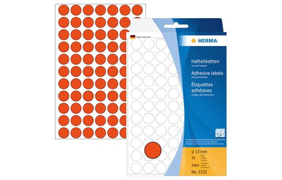 9445468 Herma 2232 Etikett HERMA manuell &#248;13mm R&#248;d (2464) 