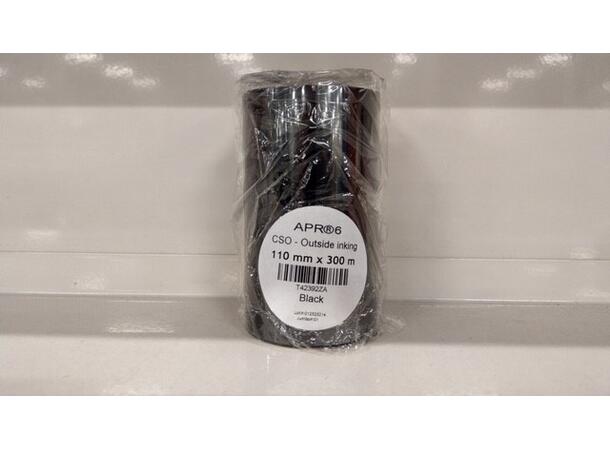 Fargebånd termotransfer 110 mm x 300 m sort farge utside|wax/resin Armor|10stk 