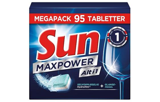272960  1201147 Maskinoppvask SUN Alt i 1 MaxPower (95) Oppvasktabletter