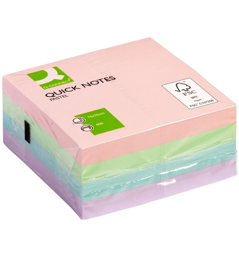 Notatkube Q-Connect 76x76mm pastell Sticky notes | Post-It