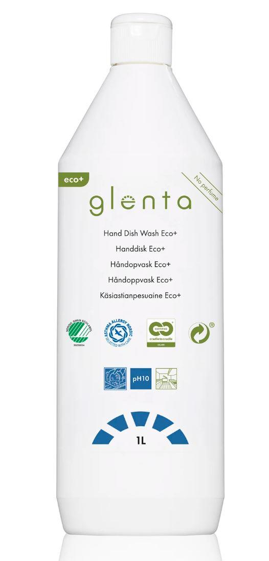 9444974   Oppvaskmiddel h&#229;nd GLENTA Eco+ 1L (12) Uparfymert