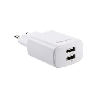 PNY Dobbel Vegglader USB, Hvit