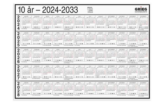 271204 Grieg kalender 98401624 Platekalender GRIEG A4 10 &#229;r 2024-2033 