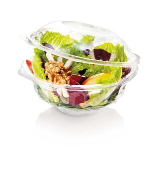 Salatbeger SH 250ml | 150 x 49 mm beger med hengslet lokk i rPET (300 stk)