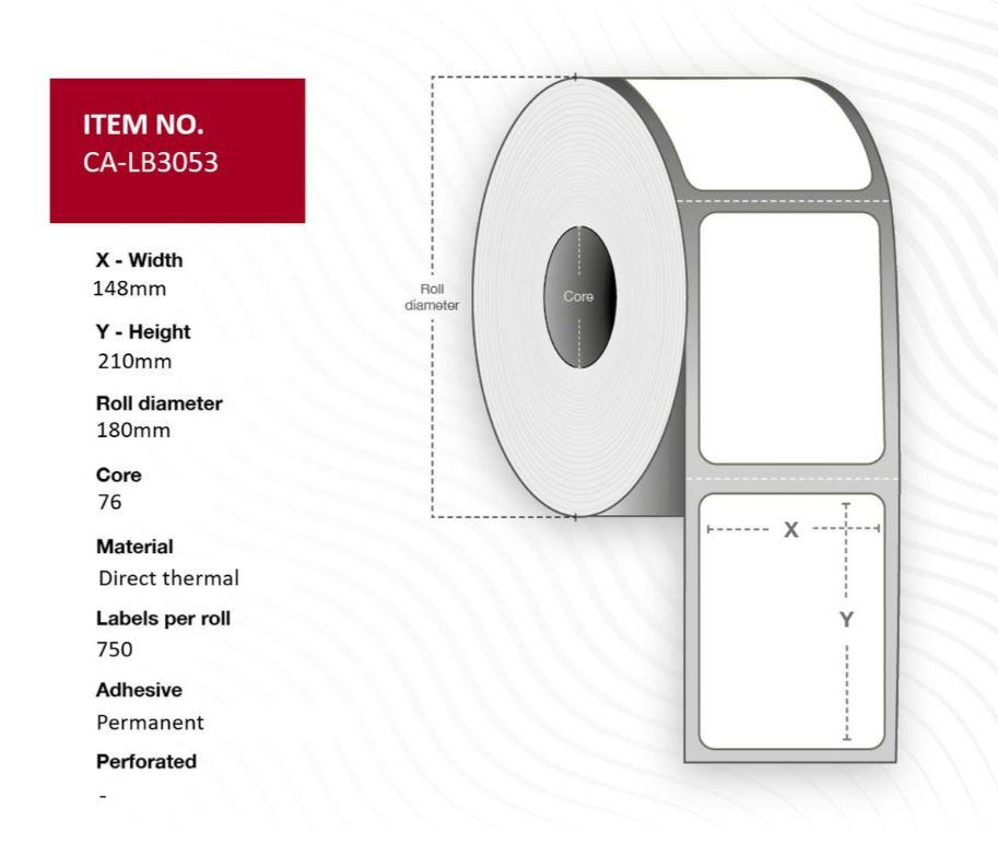 9445530 Capture  Termoetikett 148x210 mm kjerne 76mm (6) Permanent lim | 750 pr. rull