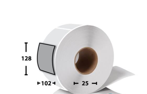 9431572  PSP70180 Termoetikett på rull 102 x 128 x 25mm 500 etiketter pr. rull