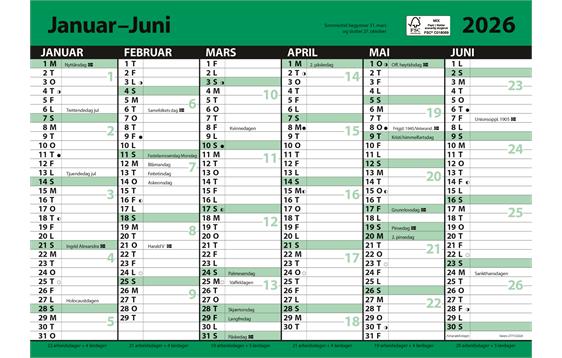 9446349  3367171 7.sans Kontorkalender, enkel A4 m linjer Veggkalender | Platekalender