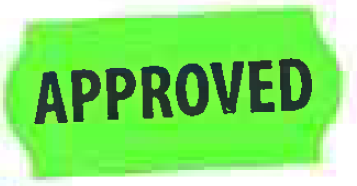 9446099  9445845 Etikett 26 x 12 mm til 1 linjers maskin Flour gr&#248;nn etikett m/trykk &quot;APPROVED