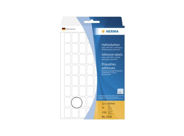 Etikett HERMA manuell 12x18mm hvit(1792) 