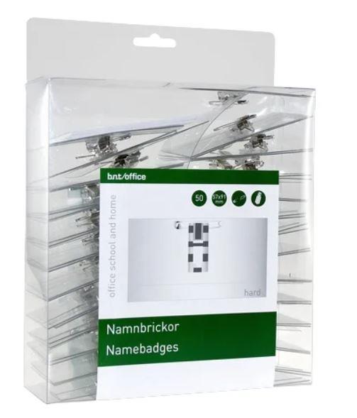 9445773   Navneskilt med klips og n&#229;l 57x91mm (50) Kongressmerke med klips/n&#229;l