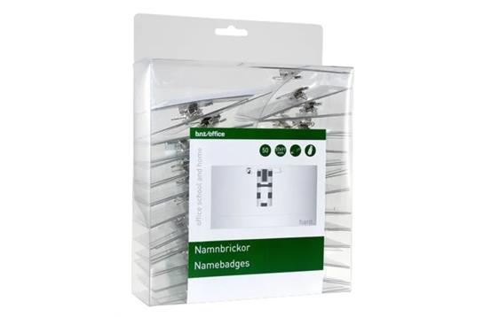 9445773   Navneskilt med klips og n&#229;l 57x91mm (50) Kongressmerke med klips/n&#229;l
