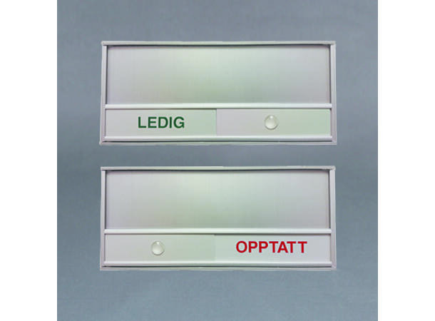 Sølvfarget skilt "Ledig/opptatt" 150 x 60 mm 