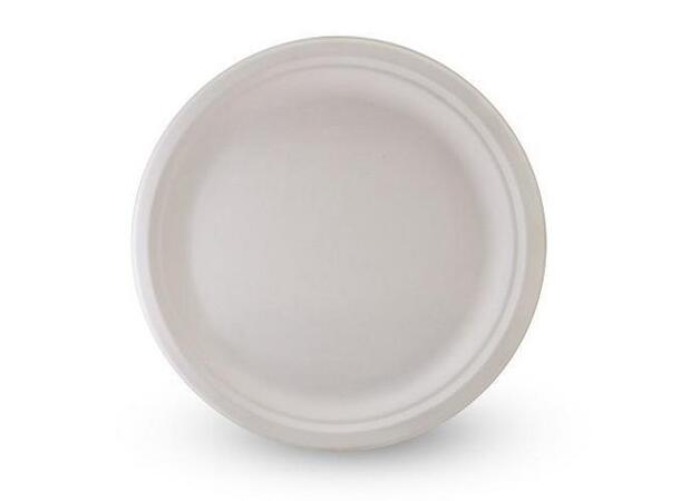 Tallerken bagasse fiber 22cm hvit (50 Engangsservice 