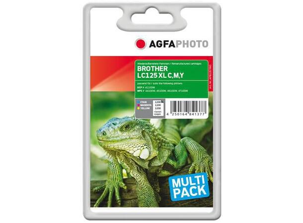 Blekk AgfaPhoto C/M/Y Multipack | Kompatibel | BrotherLC125XL 