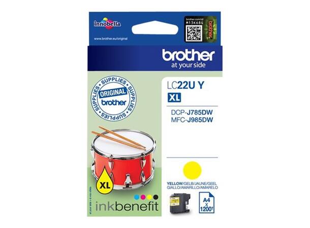 Blekk BROTHER LC22UBK Gul/Yellow for DCPJ785DW 