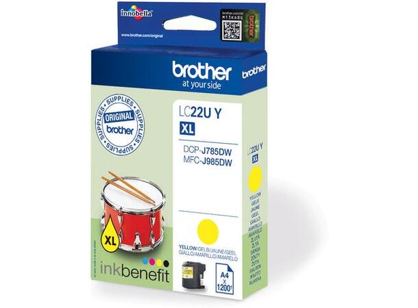 Blekk BROTHER LC22UBK Gul/Yellow for DCPJ785DW 