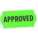 9446099 9445845 Etikett 26 x 12 mm til 1 linjers maskin Flour grønn etikett m/trykk "APPROVED