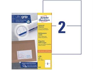 Etikett AVERY Ultragrip 210x148mm (200) etiketter for laser, kopi og inkjet 