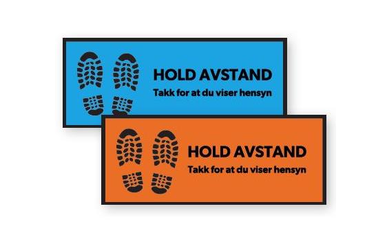 9431130  6666-09 Gulvdekal "Hold avstand" 18x45cm ORANGE Pakke à 10 stk. | Gulvmerke | COVID