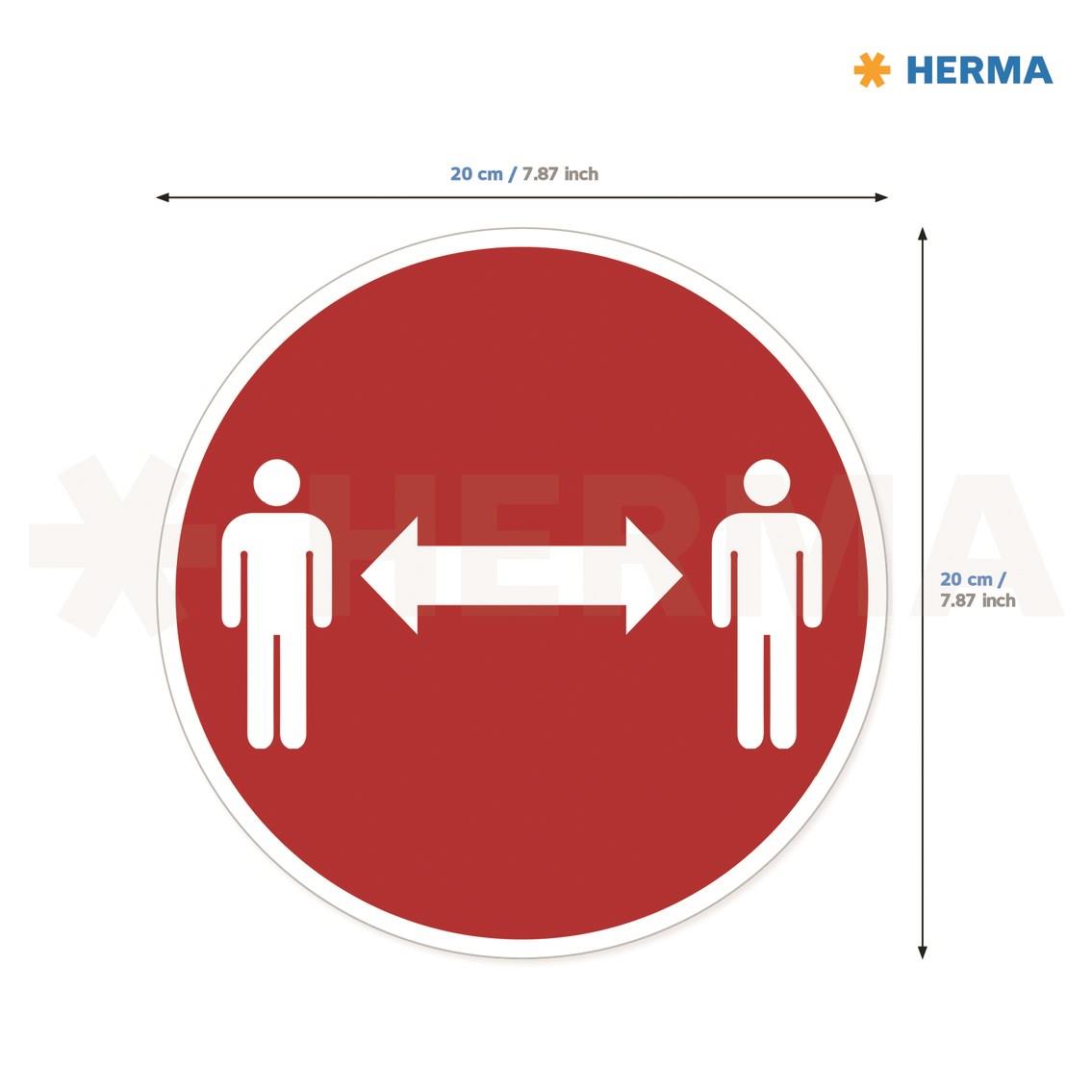 9433129 Herma 12922 HERMA Etikett &quot;Hold avstand&quot; &#248;20 (5) Informasjonsetikett for gulvmarkering