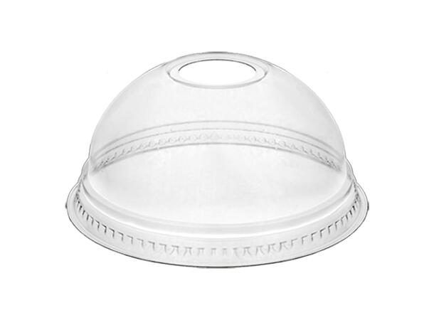Lokk dome i rPET til beger 95mm med hull (eske 800 stk) 