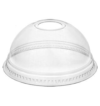 Lokk dome i rPET til beger 95mm med hull (eske 800 stk)