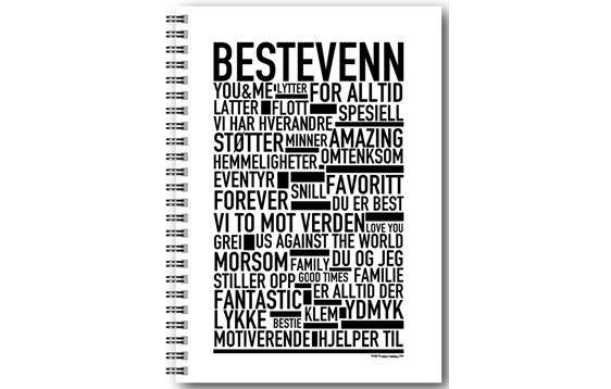 NOWALLF14   Notatbok, spiral, A5, BESTEVENN Blanke ark, Wallstars