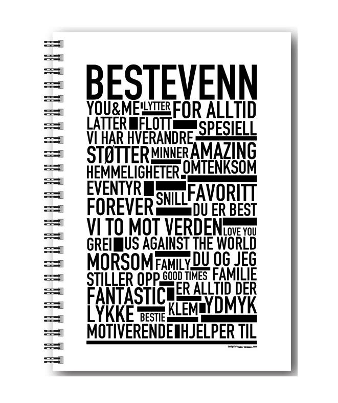 NOWALLF14   Notatbok, spiral, A5, BESTEVENN Blanke ark, Wallstars