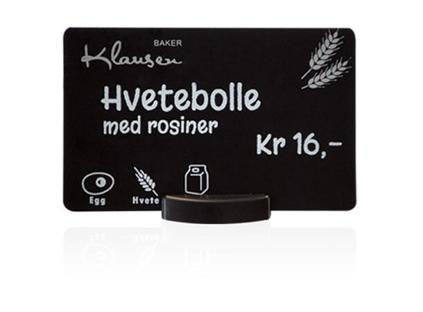 Plastkort - Svart matt - 0,76mm Sorte kort til matvare og allergimerking 