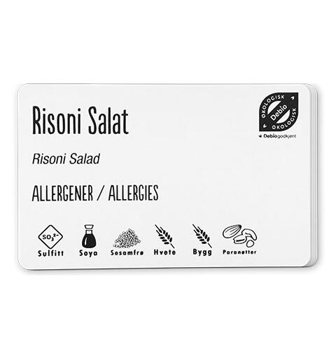 Plastkort - hvite PET 0,76mm tykkelse Hvite kort til matvare og allergimerking