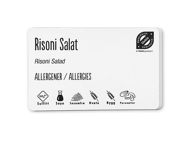 Plastkort - hvite PET 0,76mm tykkelse Hvite kort til matvare og allergimerking 