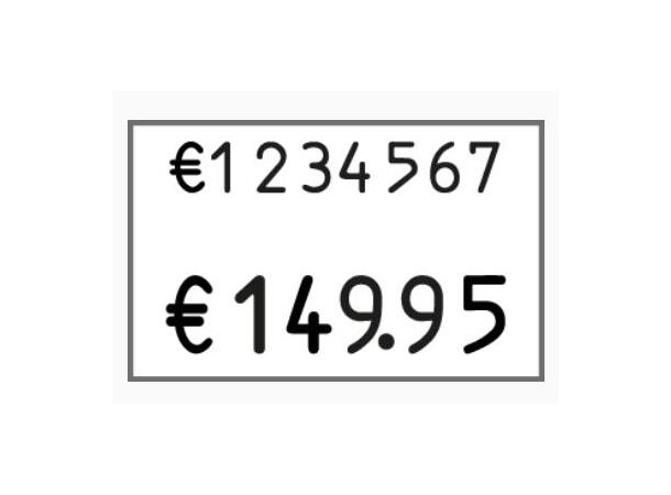 Prismaskin med 2 linjer 26 x 16 mm Contact Premium pristang | 8+6 siffer 