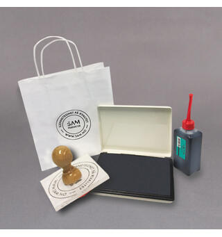 Stort stempel til papirposer matt papir 150 x 80 mm| Stempelpakke for papirposer