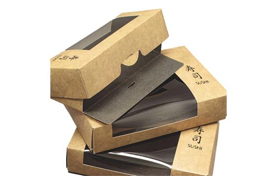 9433926  D.540 Sushiboks Premium med vindu brun kartong X-Large | 225 x 187 x 50 mm