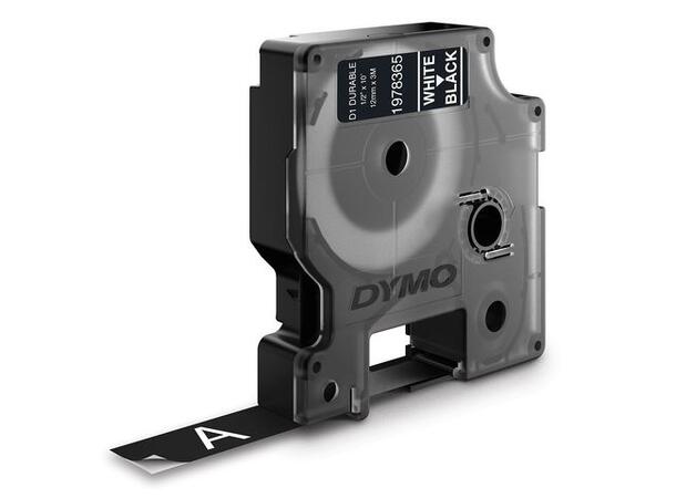 Tape DYMO D1 12mm x 3m hvit på sort 