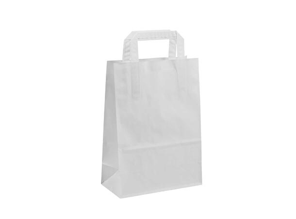 Topcraft ® papirpose med flate håndtak 180 x 80 x 220 mm | 70 gr | hvit kraft 