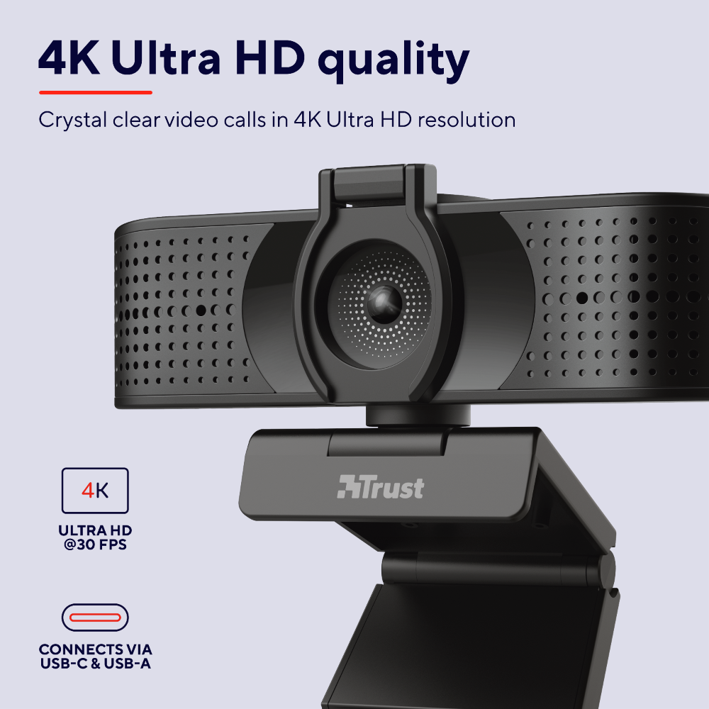 9436941  24422 Trust TW-350 4K UHD Webcam (B2B) Avansert webkamera med ultra HD 4K