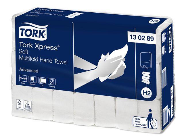 240944 Tork 130289 T&#248;rkeark TORK Advance multif 2L H2 Mykt multifold t&#248;rkeark 2-lag (180 ark)