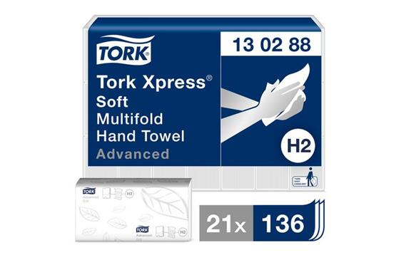 240943 Tork 130288 T&#248;rkeark TORK Xpress Multif 2L H2 (136) sekk &#224; 21 pakker