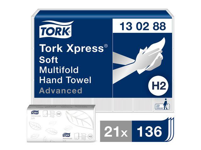 240943 Tork 130288 T&#248;rkeark TORK Xpress Multif 2L H2 (136) sekk &#224; 21 pakker
