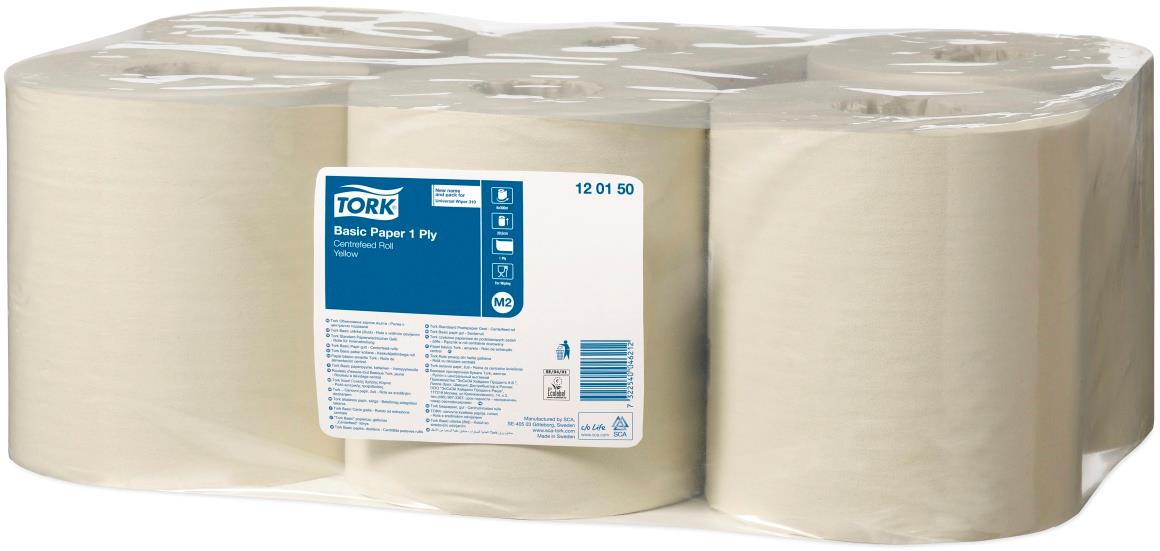126124 Tork 120150 T&#248;rkerull TORK Basic 1L M2 300m gul Tork Basic Papir senterrull | 1 lag